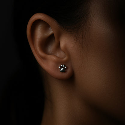 Sterling Silver Paw Print Studs
