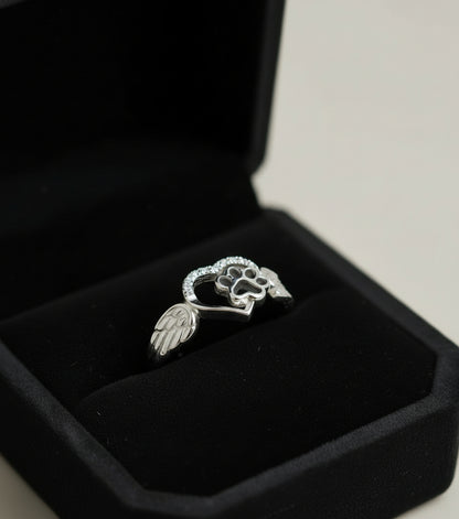 Sterling Silver Heart & Wings Ring