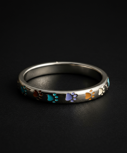 Multicoloured Paw Print Ring