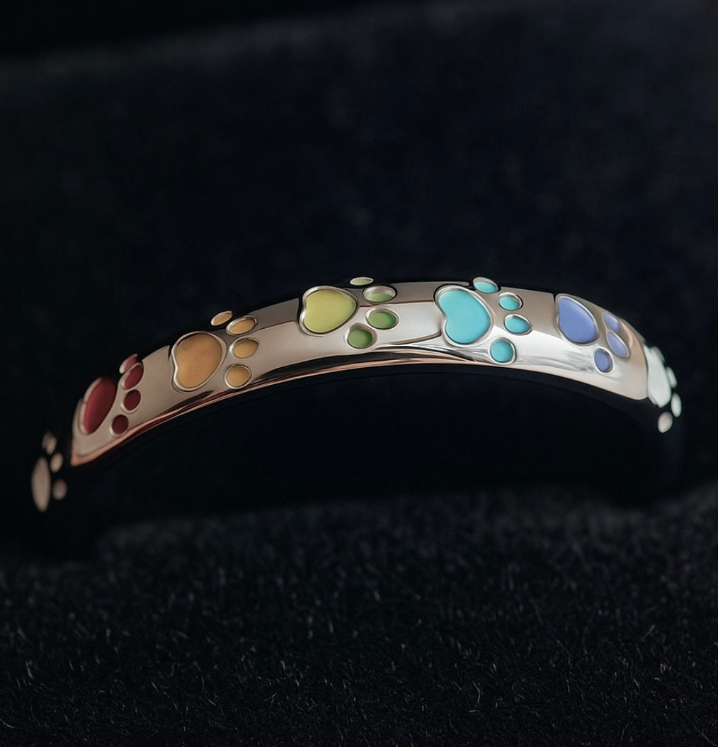 Multicoloured Paw Print Ring