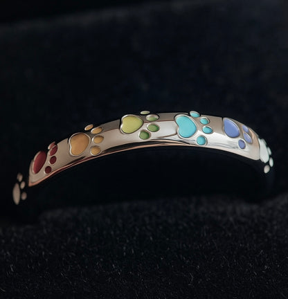 Multicoloured Paw Print Ring