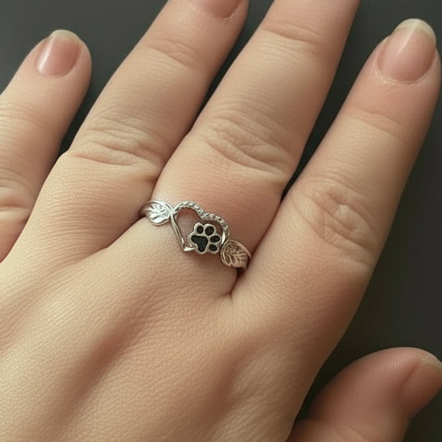 Sterling Silver Heart & Wings Ring