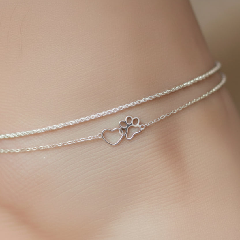 Sterling Silver Stacked Anklet