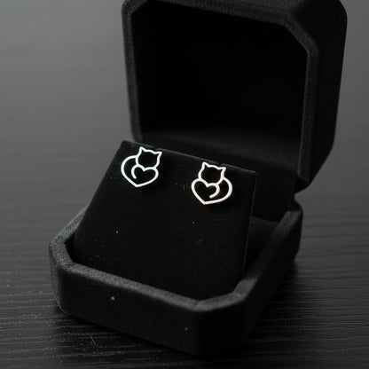 Sterling Silver Cat Studs