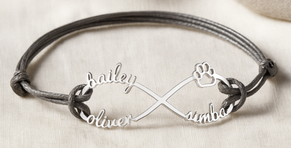 Custom Infinity Bracelet with Paw