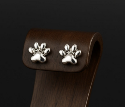 Sterling Silver Paw Print Studs