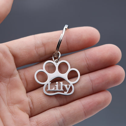 Personalised Paw Print Name Keyring