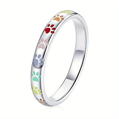 Cute Multicoloured Paw Print Ring