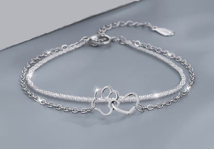 Sterling Silver Stacked Anklet